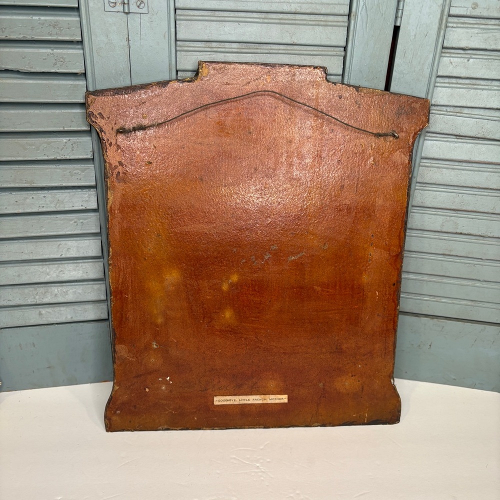 Antique WWI "GOODBYE, LITTLE FRENCH MOTHER" Wooden Wall Art Norman Rockwell - Picture 3 of 10
